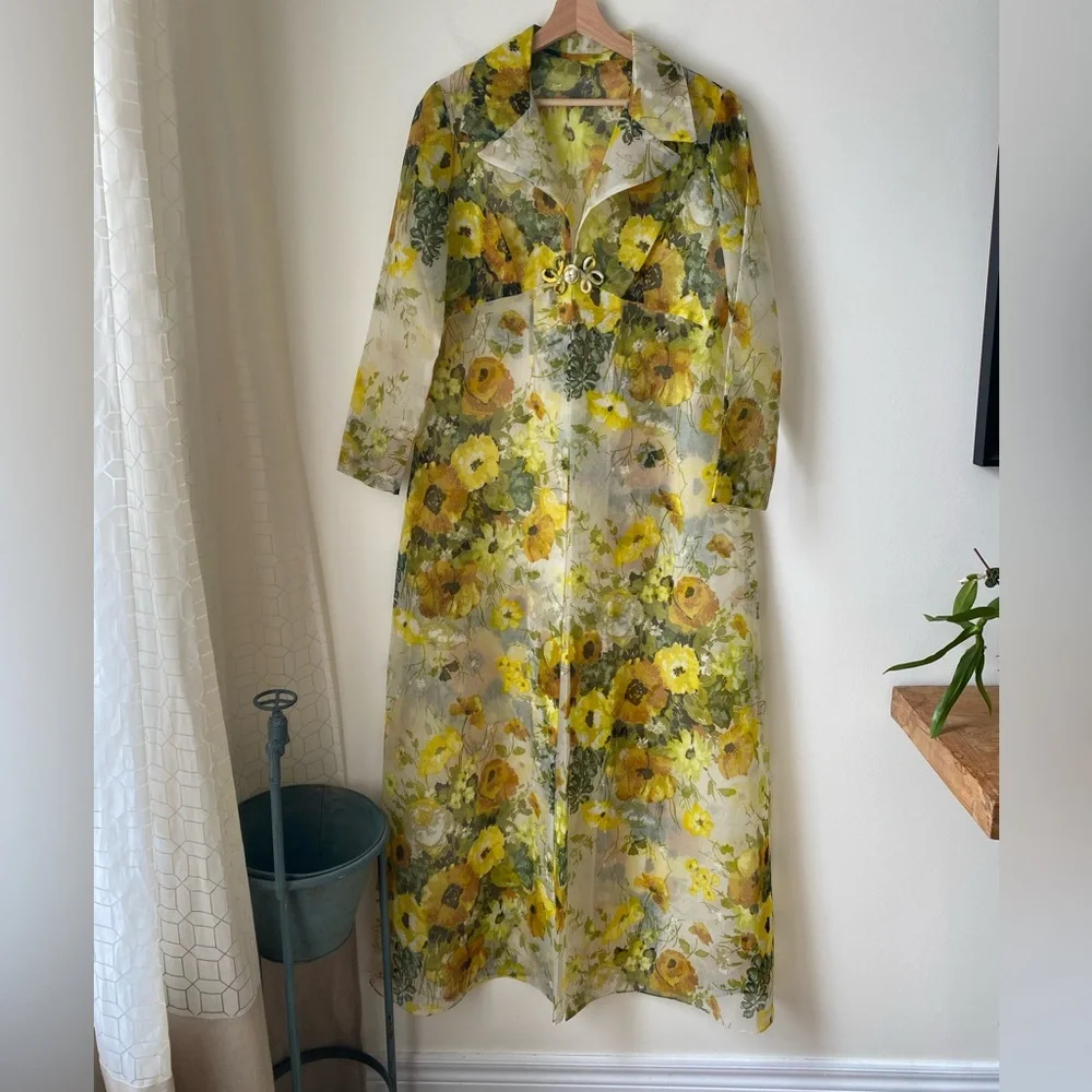 Vintage sheer floral maxi layering jacket - Picture 7 of 16